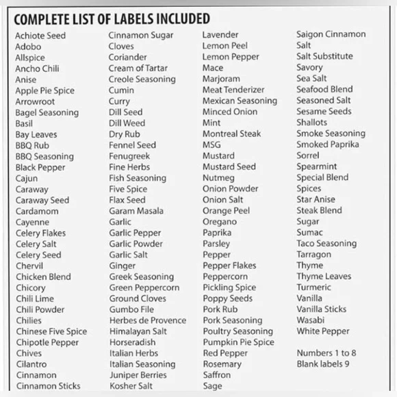 Spice Jar Labels & Measuring Magnet - Picture 4 of 5